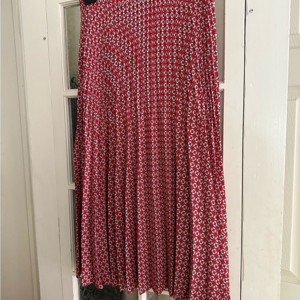 Max Studio Red and White A-Line Skirt